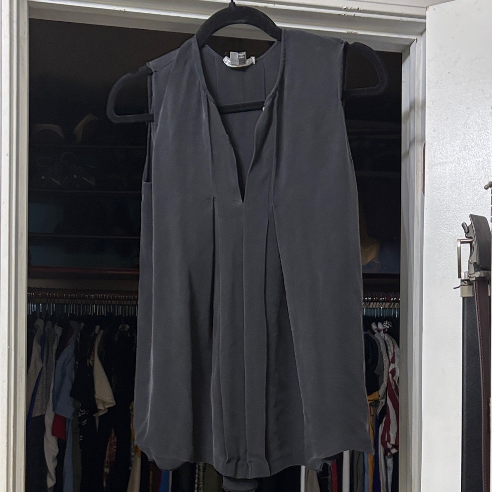 Vince Charcoal Sleeveless Blouse